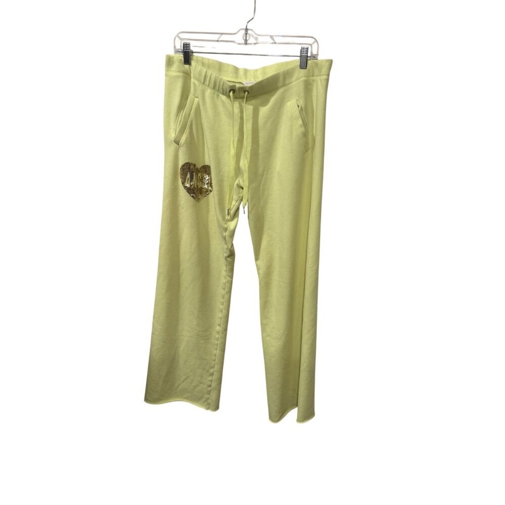 Victorias Secret Yellow Angel Sequin Heart Sweatpants & Hoodie Top L/ bottom M - Picture 3 of 9